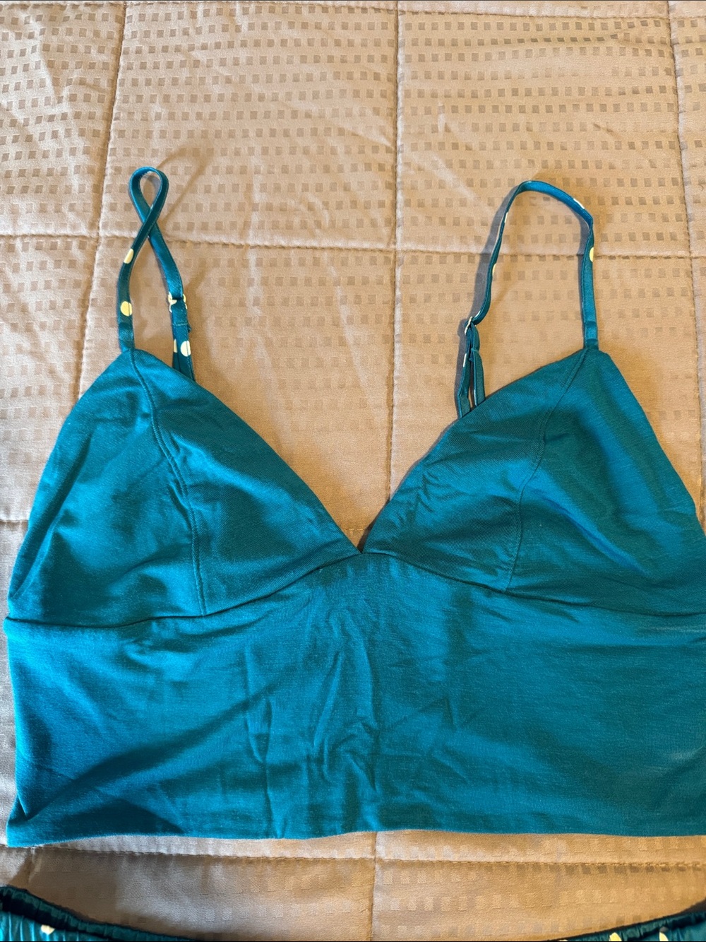 Victoria's Secret Teal Polka Dot Satin Bralette & Shorts Set - Picture 3 of 6